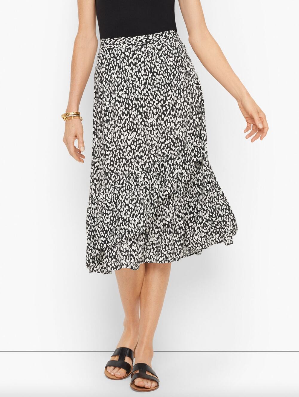 Talbots Pull On Tiered Midi Skirt Size S Maximalist Boho Date Euro Summer Casual